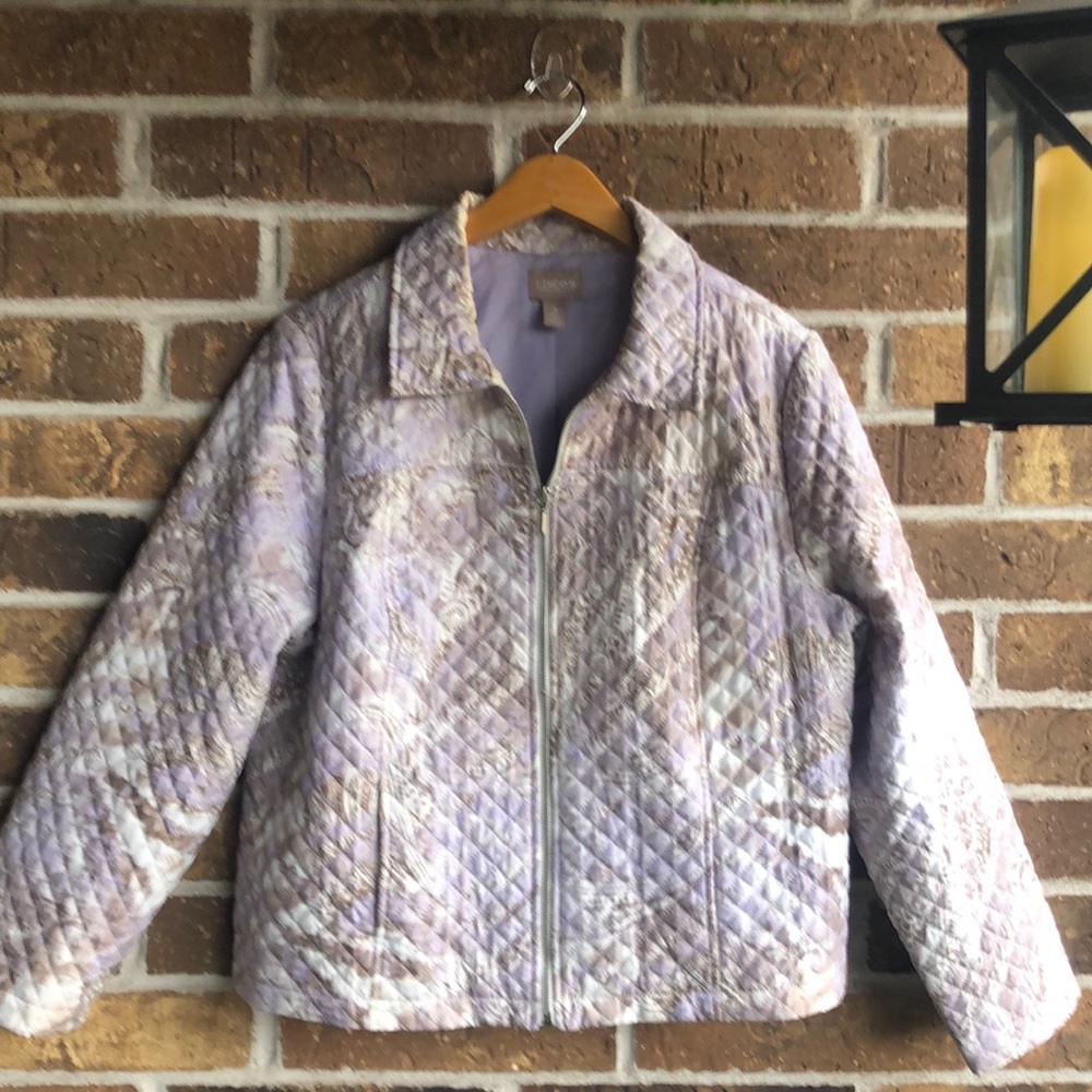 Chico's size 3 Lavender and Tan Quilted Jacket - Picture 1 of 7